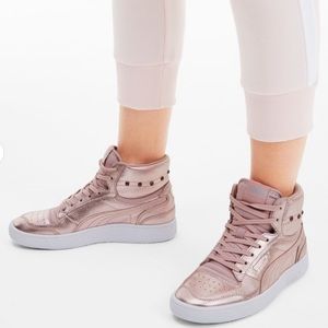 💕Worn 2x! Puma Ralph Sampson Mid Sneakers. Pale Mauve-Rose Gold